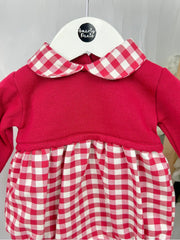 Baby Girl Red Gingham Knit Romper (3M-18M)