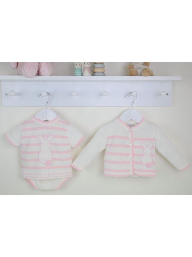 Baby Girl Stripe Bunny Cardigan - 2 Colours
