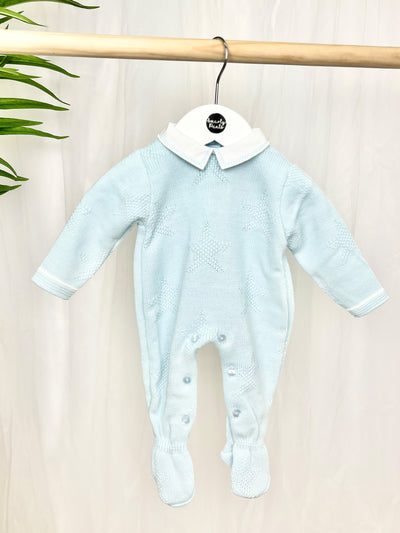Star Knitted Babygrow with Collar - 2 Colours