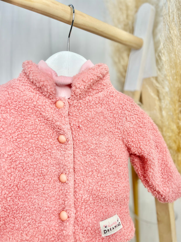 Baby Girl 3-Piece Pink Outfit Set with Coat