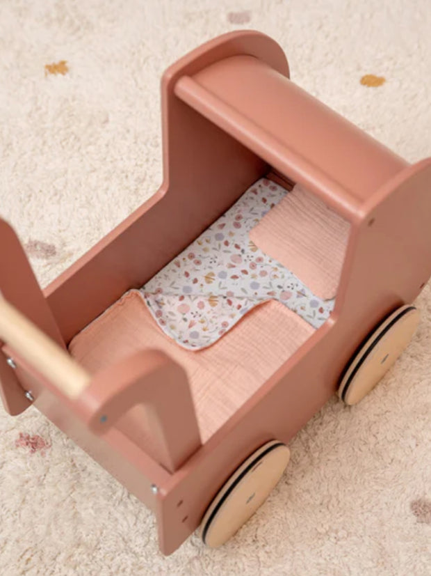 Wooden Doll Pram with Baby Doll