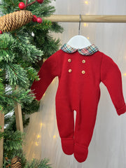 Cole Red Knitted Babygrow