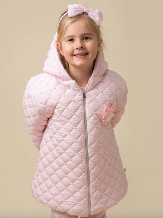 Pink Pearl Hooded Puffer Jacket