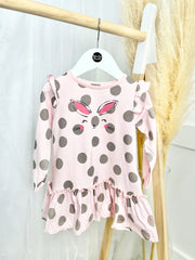 Pink & Brown Dotty Bunny Dress