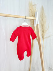 Red Knitted Panda Babygrow