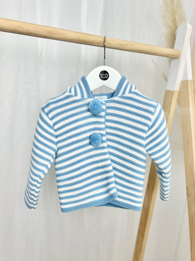 Blue & White Stripe Knitted Jacket