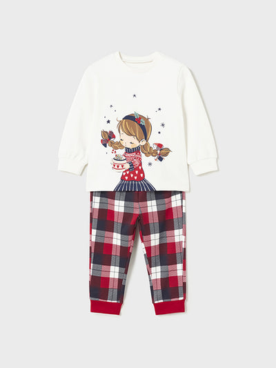 Mayoral Toddler Girl Red Checked Pyjama Set