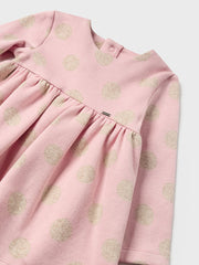 Mayoral Toddler Girl Pink & Beige Dotty Long Sleeve Dress