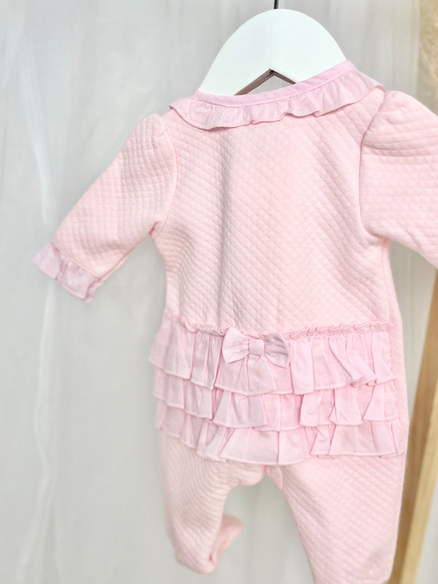 Pink Frilly Quilted Babygrow