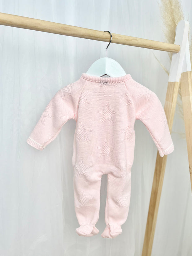 Pink Knitted Star Babygrow
