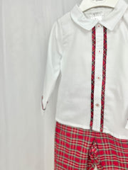 White Shirt & Tartan Trousers Outfit Set