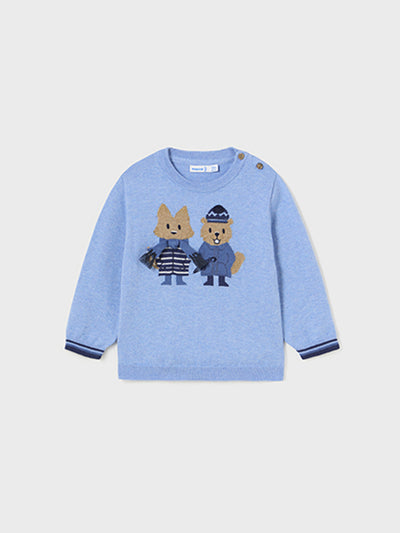 Mayoral Toddler Boy Blue Knitted Animals Jumper
