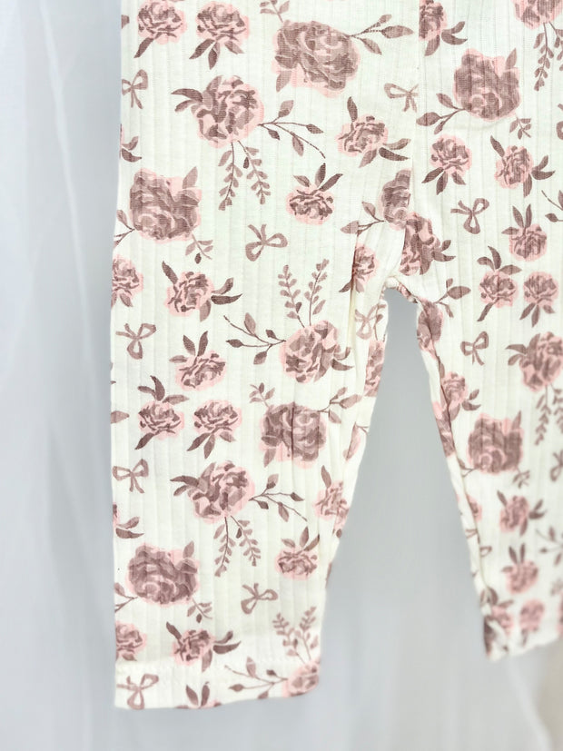 Cream & Pink Tulle Top & Floral Legging Set