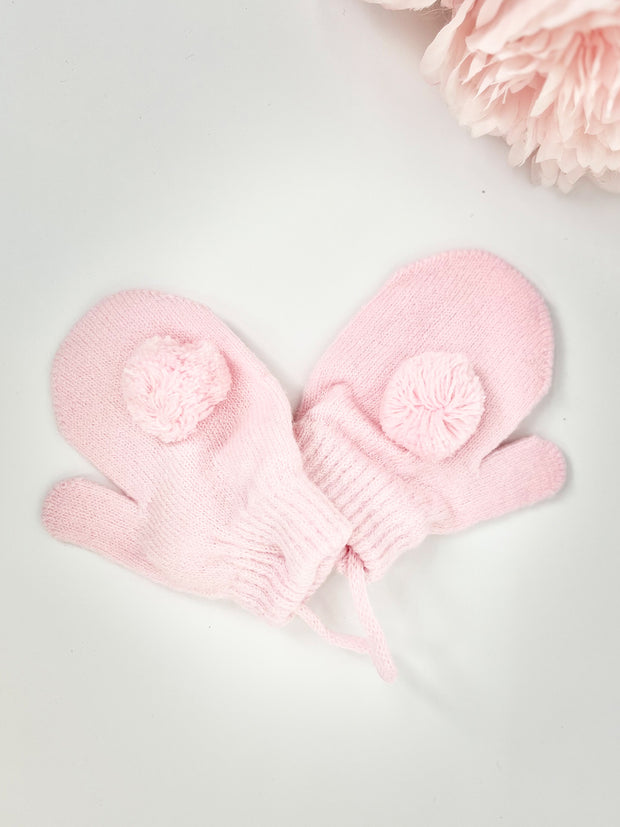 Baby Pom Pom Mittens with Connecters - 3 Colours