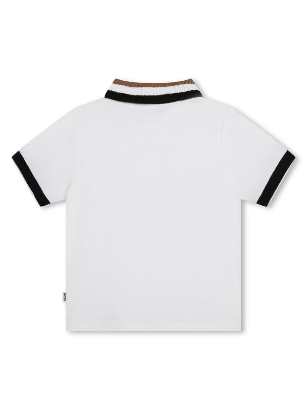 BOSS White, Black & Brown Polo Shirt