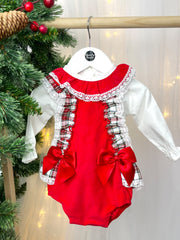 Abella Red & Tartan Frill Outfit Set