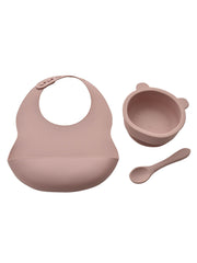 Bambino Silicone Feeding Set Bib, Bowl & Spoon - 2 Colours