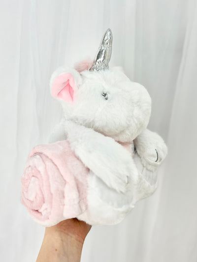 Unicorn Soft Toy with Heart Blanket