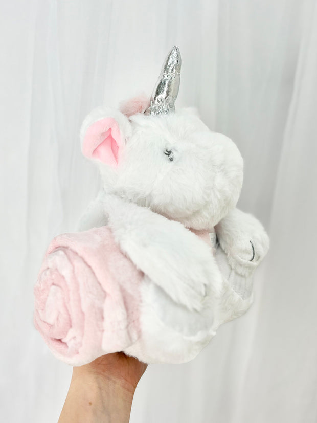 Unicorn Soft Toy with Heart Blanket