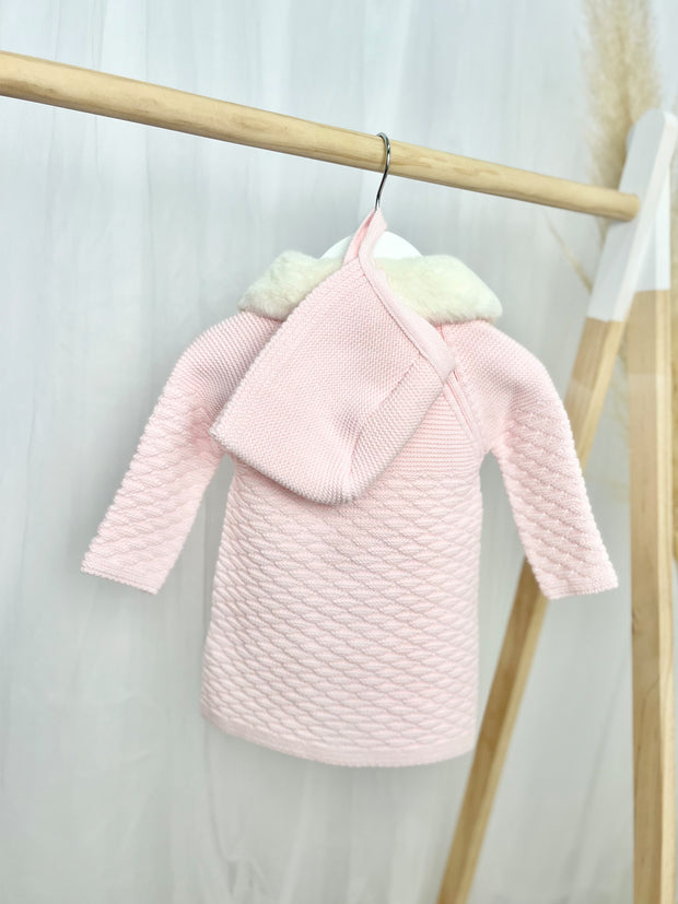 Olivia Baby Girl Knitted Coat with Hood - 2 Colours