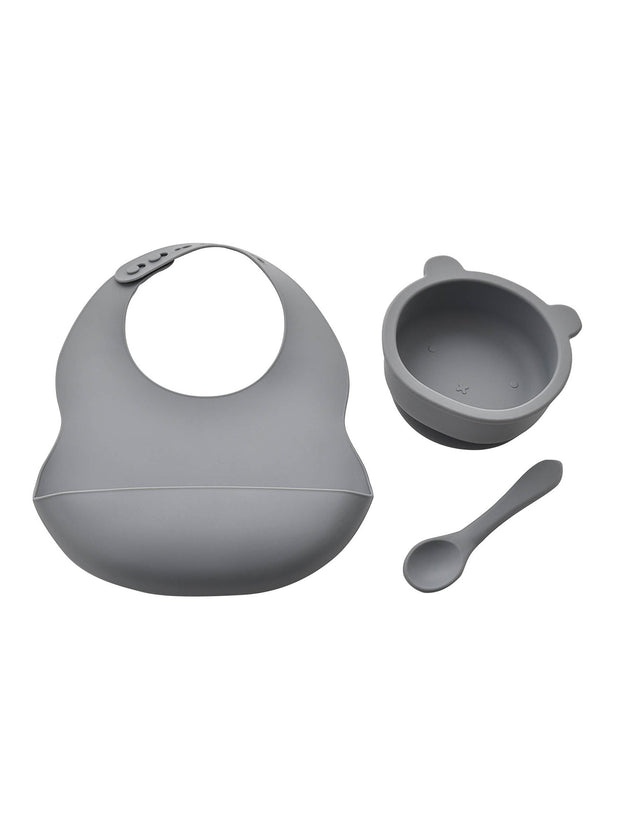 Bambino Silicone Feeding Set Bib, Bowl & Spoon - 2 Colours