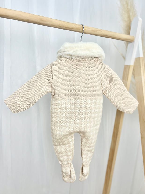 Robyn Beige Knitted Pramsuit