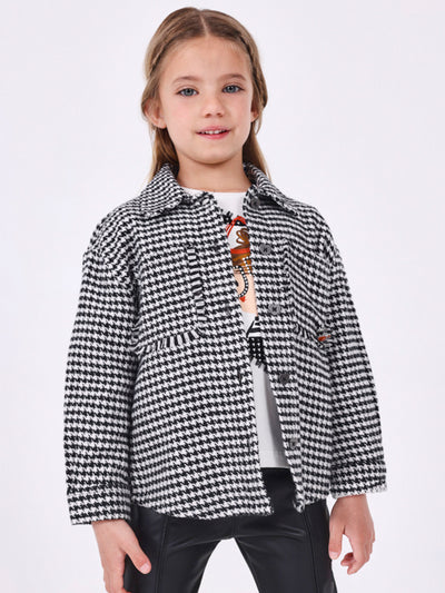 Mayoral Junior Girl Black & White Dogtooth Jacket