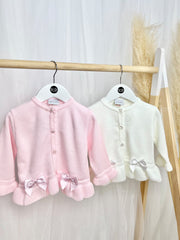 Knitted Cardigan with Satin Bows - 2 Colours