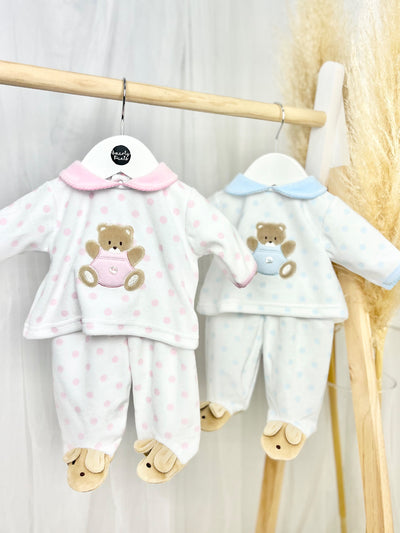 Dotty Teddy Velour Outfit Set - 2 Colours