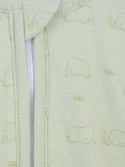 Green Elephant Print Sleepsuit