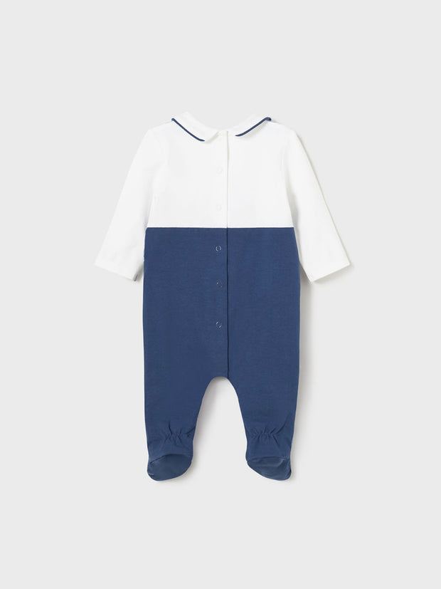 Mayoral Baby Boy Navy Suit-Look Babygrow