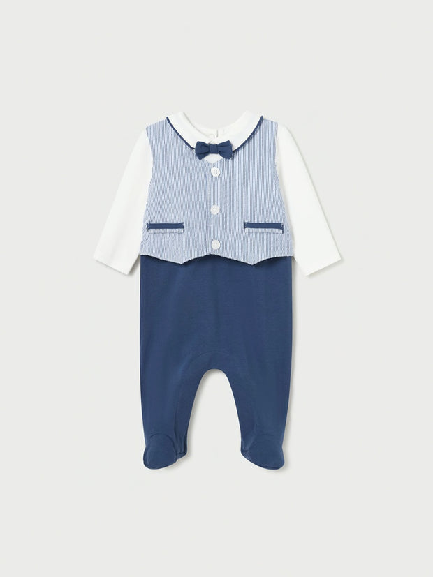 Mayoral Baby Boy Navy Suit-Look Babygrow