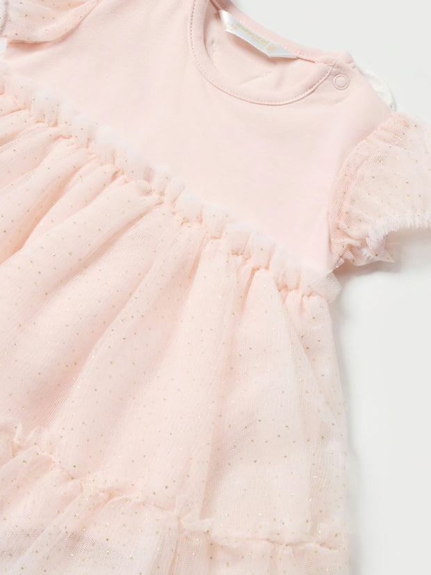 Mayoral Baby Girl Pink Tulle Dress with Crown Headband