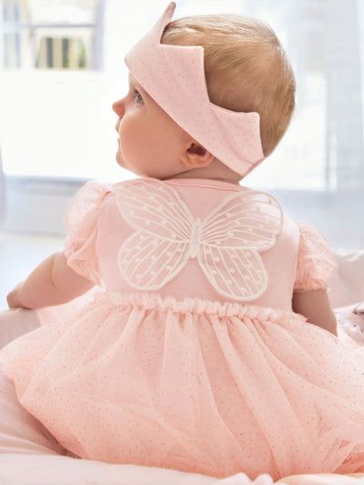 Mayoral Baby Girl Pink Tulle Dress with Crown Headband