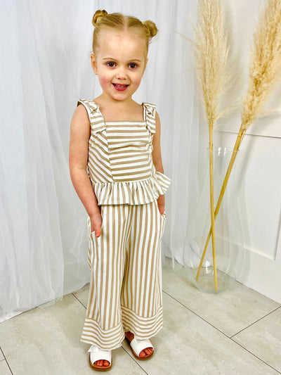 Mayoral Junior Girl Beige Striped Trouser Co-Ord