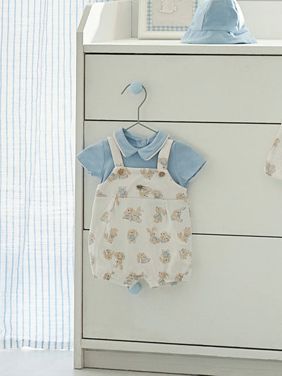 Mayoral Baby Boy Blue Bunny Romper with Sunhat