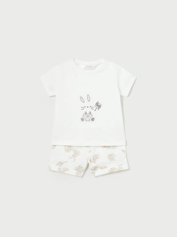 Mayoral Baby Boy Beige Bunny & Teddy Short Sets - 2 Pack