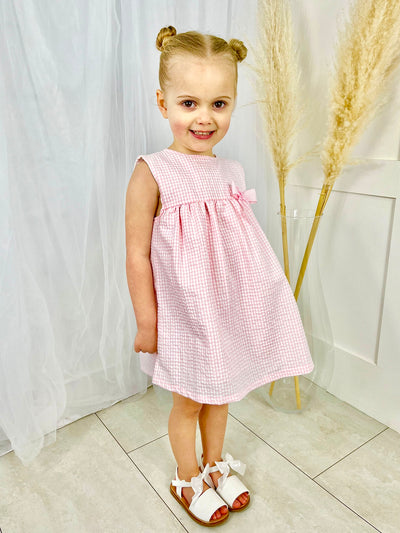 Toddler Girl Pink and White Checked Dress