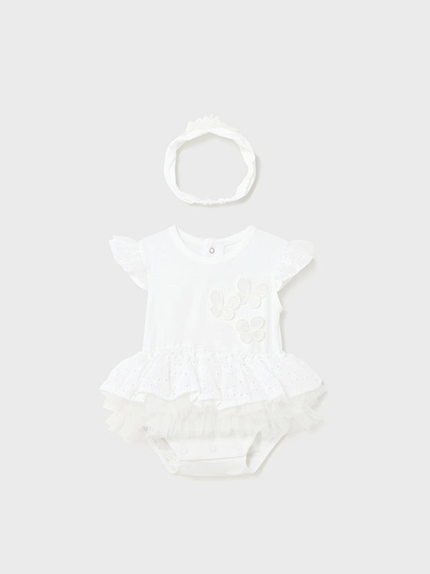 Mayoral Baby Girl Butterfly Romper & Headband - 2 Colours