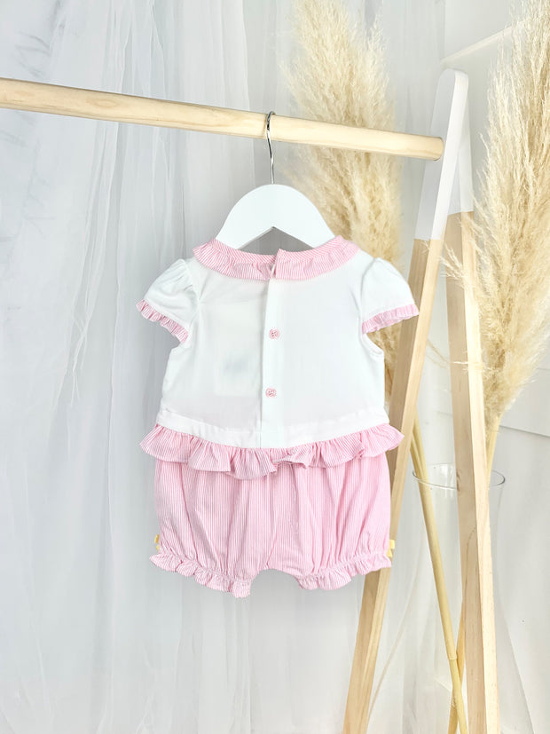 Baby Girl Pink Striped Romper with Bow