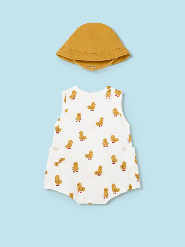 Mayoral Baby Boy Duck Print Romper & Sun Hat Set