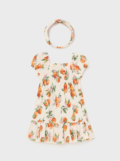 Mayoral Toddler Girl Oranges Dress With Hairband