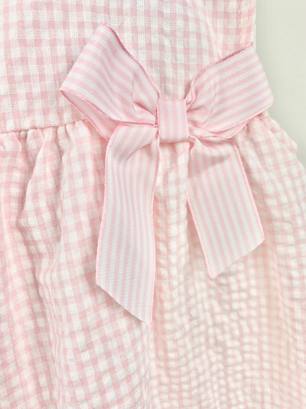 Toddler Girl Pink and White Checked Dress