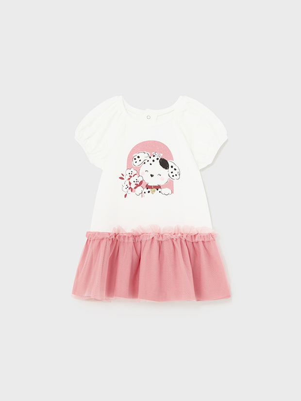 Mayoral Toddler Girl White & Pink Smock Dress