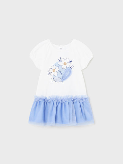 Mayoral Toddler Girl White & Blue Smock Dress