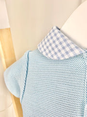 Baby Boy Blue & White Knitted Sausage Dog Short set