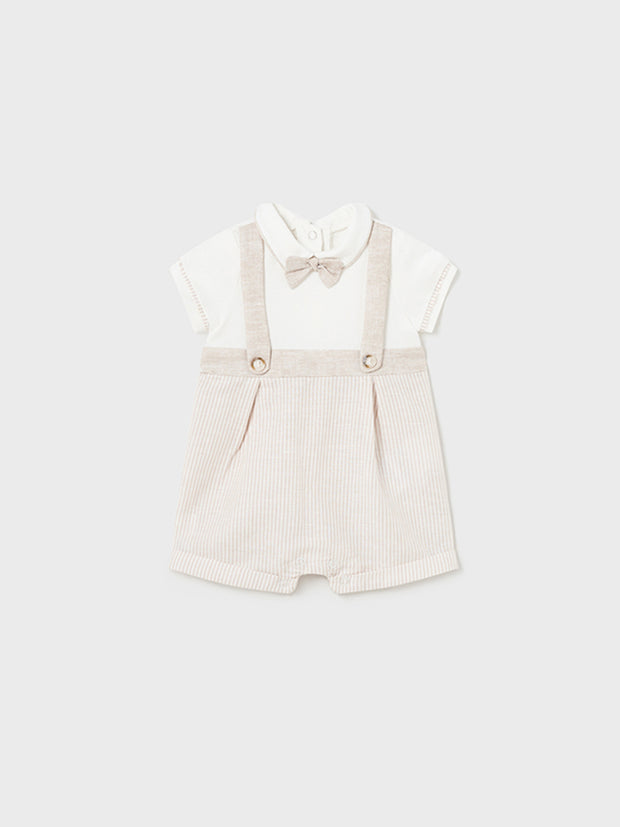 Mayoral Baby Boy Beige Dungaree Style Romper
