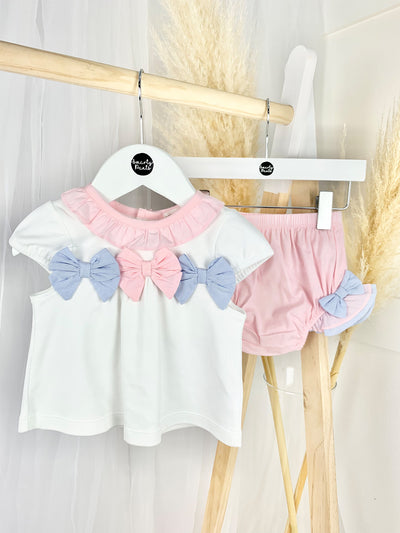 Baby Girl White, Pink & Lilic Bloomer Set