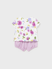 Mayoral Baby Girl Lilac Floral Short Set 2 Pack