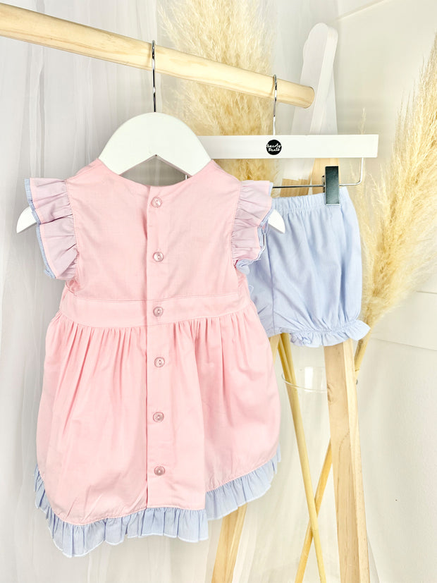 Baby Girl Pink Dress & Bloomers Set